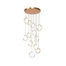 BAMDECOR Moon Stair Chandelier Golden Luxury Villa Duplex Staircase Chandelier Apartment Revolving Loft Hollow Living Room (Dimmable Control)