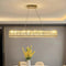 BAMDECOR C3332/L Linear Luxury Crystal Chandelier Modern LED Crystal Chandelier LED Ring Pendant Light Stainless Steel Ceiling Lamp Hanging Lights,for Dining Living Room (Gold)