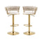 SERENITà Ivory Velvet Seat Kitchen Breakfast Bar Stools Counter Height Barstools with Back Cushioned Chairs for Home Bar x2
