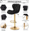 SERENITà Swivel Bar Stools Set of 2 Counter Height Barstools with Back Velvet Upholstered Adjustable Stool Chair Mid Century Modern Bar Stool for Kitchen Island (Black)