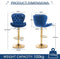 SERENITà Swivel Bar Stools Set of 2 Counter Height Barstools with Back Velvet Upholstered Adjustable Stool Chair Mid Century Modern Bar Stool for Kitchen Island (Navy Blue)
