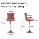 SERENITà Pink Velvet Bar Stools Adjustable Swivel Counter Height Chairs with Tufted Back and Nailhead Trim for Kitchen Island Pub Restaurant (2Pcs, Chrome Metal)