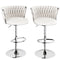SERENITà Modern Silver Swivel Upholstered Velvet Adjustable Height Counter Stool with Metal Frame White (Set of 2)