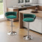 SERENITà Silver Swivel Upholstered Velvet Adjustable Height Counter Stool with Metal Frame Emerald Green (Set of 2)