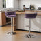 SERENITà Silver Swivel Upholstered Velvet Adjustable Height Counter Stool with Metal Frame Voilet (Set of 2)