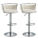SERENITà Silver Swivel Upholstered Velvet Adjustable Height Counter Stool with Metal Frame White (Set of 2)