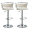 SERENITà Silver Swivel Upholstered Velvet Adjustable Height Counter Stool with Metal Frame White (Set of 2)