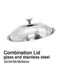 38cm Stainless steel Lid with Glass Window Frypan Casserole Pot Wok Replacement