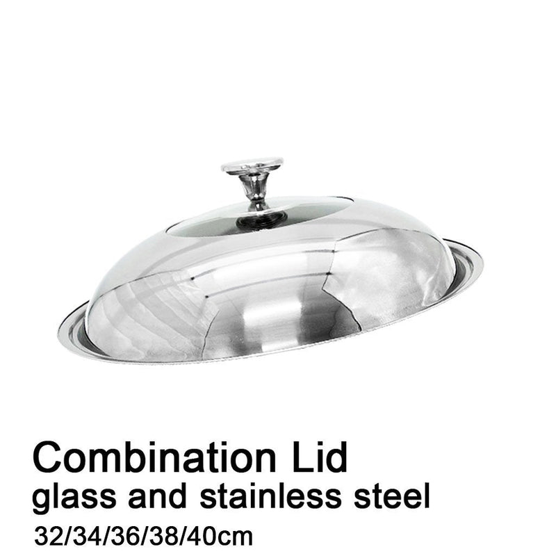 38cm Stainless steel Lid with Glass Window Frypan Casserole Pot Wok Replacement