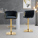 SERENITà Modern Velvet Breakfast Bar Stools Swivel Barstools Adjustable Counter Stools with Backrest Set of 2 Black