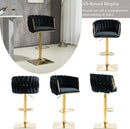 SERENITà Modern Velvet Breakfast Bar Stools Swivel Barstools Adjustable Counter Stools with Backrest Set of 2 Black