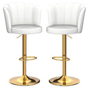 SERENITà Swivel Bar Stools Bar Height Set of 2 Adjustable Upholstered Counter Barstool Velvet Bar Chairs with Back/Gold Base for Kitchen Island/Bar/Cafe-White