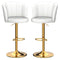 SERENITà Swivel Bar Stools Bar Height Set of 2 Adjustable Upholstered Counter Barstool Velvet Bar Chairs with Back/Gold Base for Kitchen Island/Bar/Cafe-White