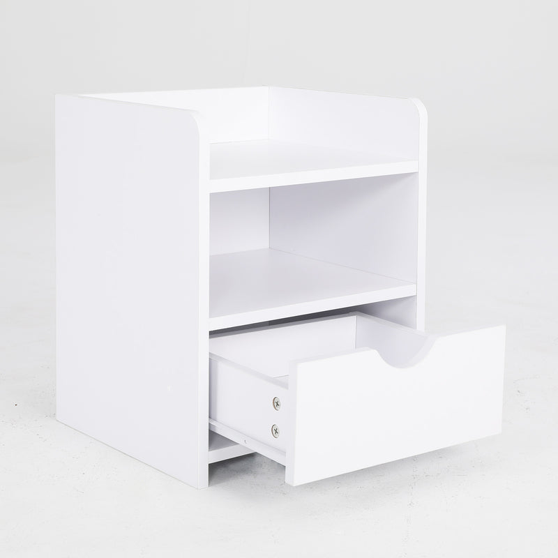 2X Bedside Table Side Storage Cabinet Nightstand Bedroom 1 Drawer 2 Shelf LARK WHITE