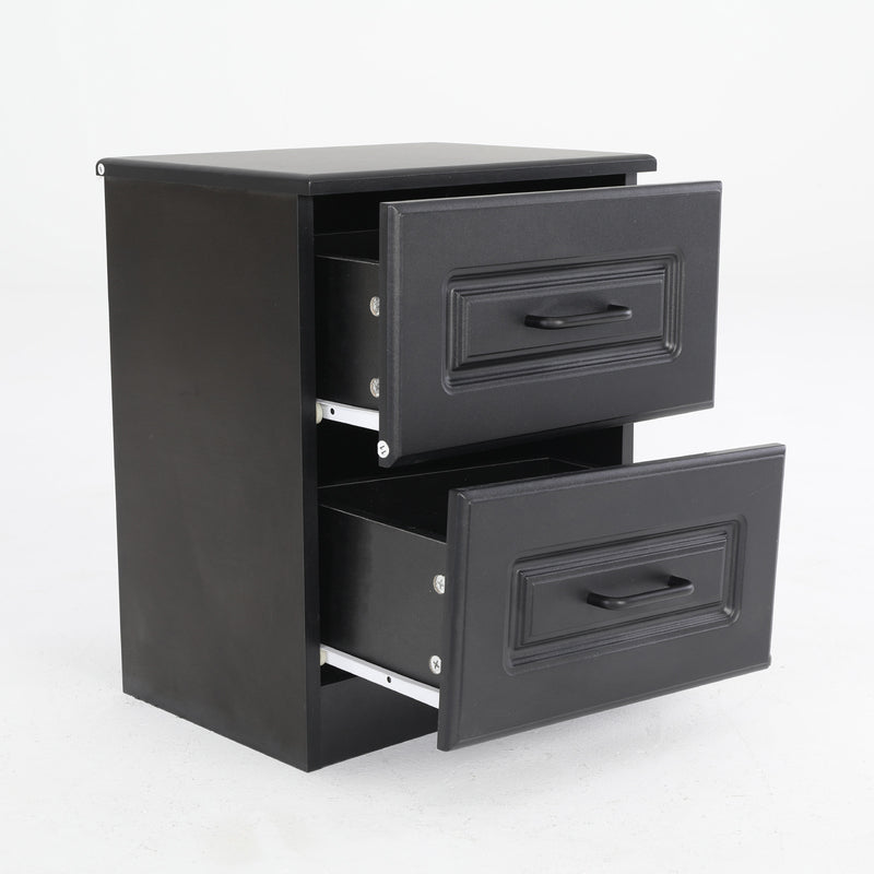2X Bedside Table Side Storage Cabinet Nightstand Bedroom 2 Drawer KEVA BLACK