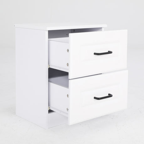 2X Bedside Table Side Storage Cabinet Nightstand Bedroom 2 Drawer KEVA WHITE