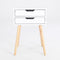 Bedside Table 2 Drawer Wood Leg Storage Cabinet Nightstand SUZY WHITE