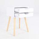 Bedside Table 2 Drawer Wood Leg Storage Cabinet Nightstand SUZY WHITE