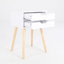 2X Bedside Table 2 Drawer Wood Leg Storage Cabinet Nightstand SUZY WHITE