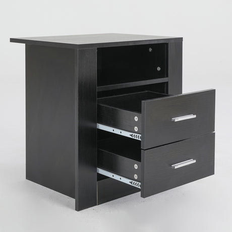 2X Bedside Table Side Storage Cabinet Nightstand Bedroom 2 Drawer 1 Shelf ZURI BLACK