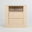 Bedside Table Side Storage Cabinet Nightstand Bedroom 2 Drawer 1 Shelf ZURI OAK