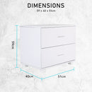 Bedside Table Side Storage Cabinet Nightstand Bedroom 2 Drawer Legs ETTA WHITE