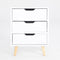 2X Bedside Table 3 Drawer Wood Leg Storage Cabinet Nightstand LACY WHITE
