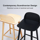 2X Wooden Bar Stool Dining Chair Ash Wood ELISE 65cm BLACK