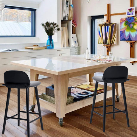 2X Wooden Bar Stool Dining Chair Ash Wood ELISE 65cm BLACK