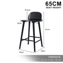2X Wooden Bar Stool Dining Chair Ash Wood ELISE 65cm BLACK