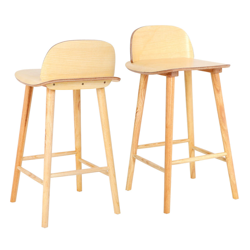 2X Wooden Bar Stool Dining Chair Ash Wood ELISE 65cm