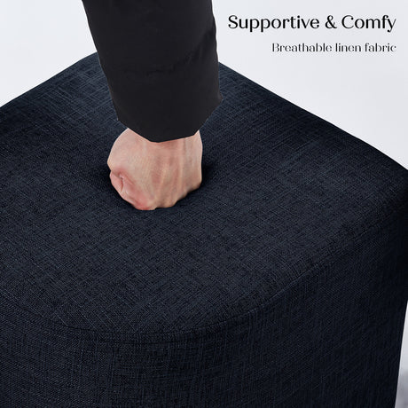 3 Piece Set Coffee Table & Ottoman Wood Side End Table Industrial - Black