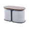 3 Piece Set Coffee Table & Ottoman Wood Side End Table Industrial - GREY