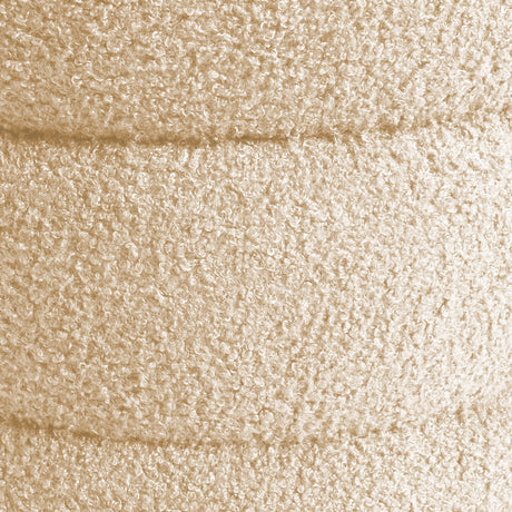 2X Round Stacked Ottoman Stool Teddy Fleece Fabric Foot Rest 38cm BEIGE
