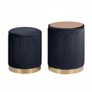 2X Side Table Storage Ottoman - Velvet Stool MIRA Black