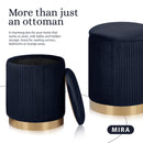 2X Side Table Storage Ottoman - Velvet Stool MIRA Black