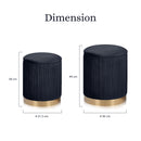 2X Side Table Storage Ottoman - Velvet Stool MIRA Black