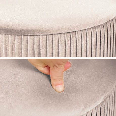 2X Side Table Storage Ottoman - Velvet Stool MIRA Cream