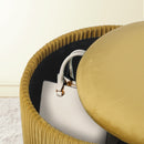 2X Side Table Storage Ottoman - Velvet Stool MIRA Mustard