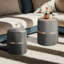 2X Side Table Storage Ottoman - Velvet Padded Stool Vanity Footstool REMI GREY