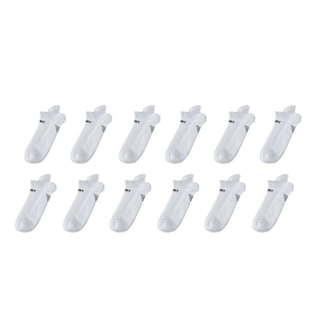 12X Rexy Seamless Sport Sneakers Socks Large Non-Slip Heel Tab WHITE
