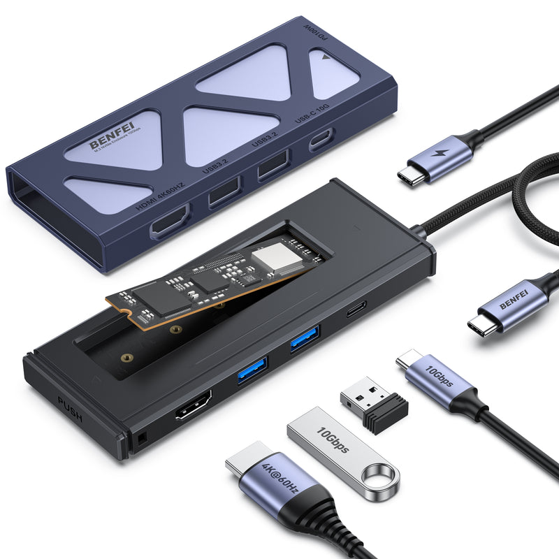 BENFEI 000389GY M.2 NVMe Enclosure with USB-C Hub