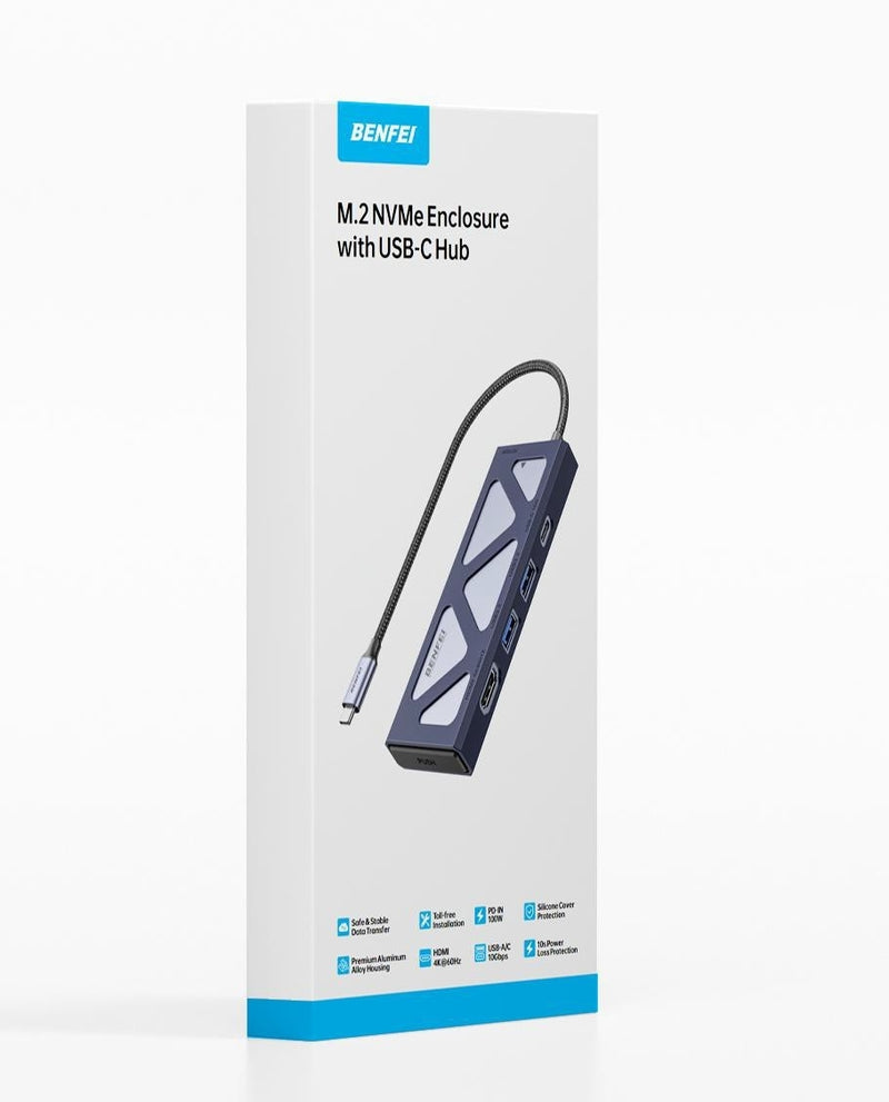 BENFEI 000389GY M.2 NVMe Enclosure with USB-C Hub
