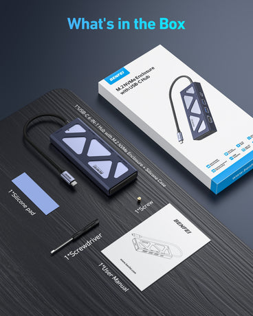 BENFEI 000389GY M.2 NVMe Enclosure with USB-C Hub