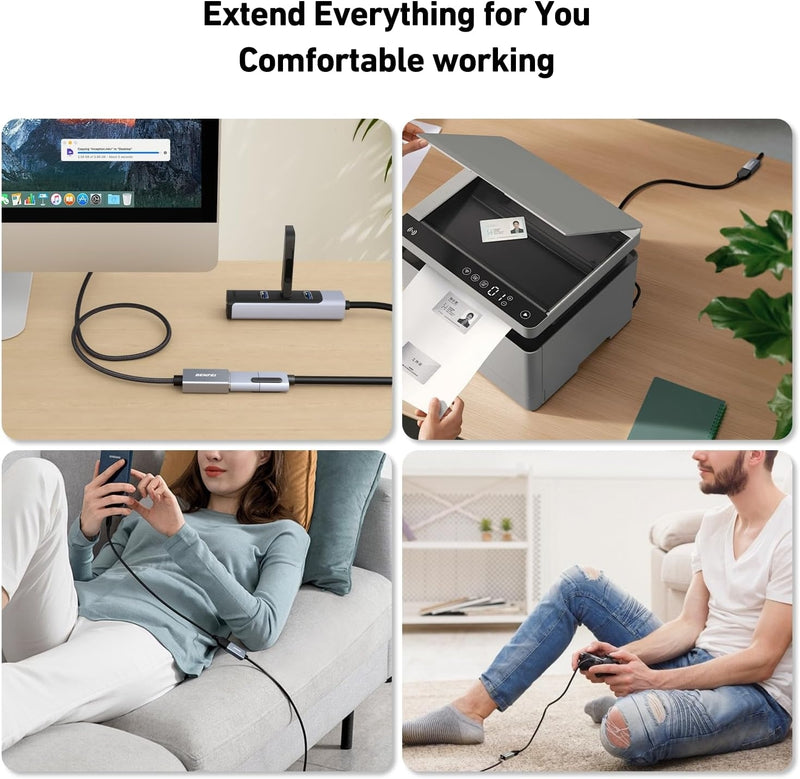 BENFEI 393GY-2M USB3.0 Male to Female Extension cable Nylon Braided 2M