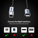BENFEI 405GY-1.5M USB B to USB C Printer Cable, Nylon Braided, Premium Aluminium Alloy Case 1.5M