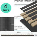 4 Pcs 60cm x 60cm Wall Panel Wood Slat Acoustic Panels Sound Absorbing Proof Panel for Wall Ceiling Decorative Black