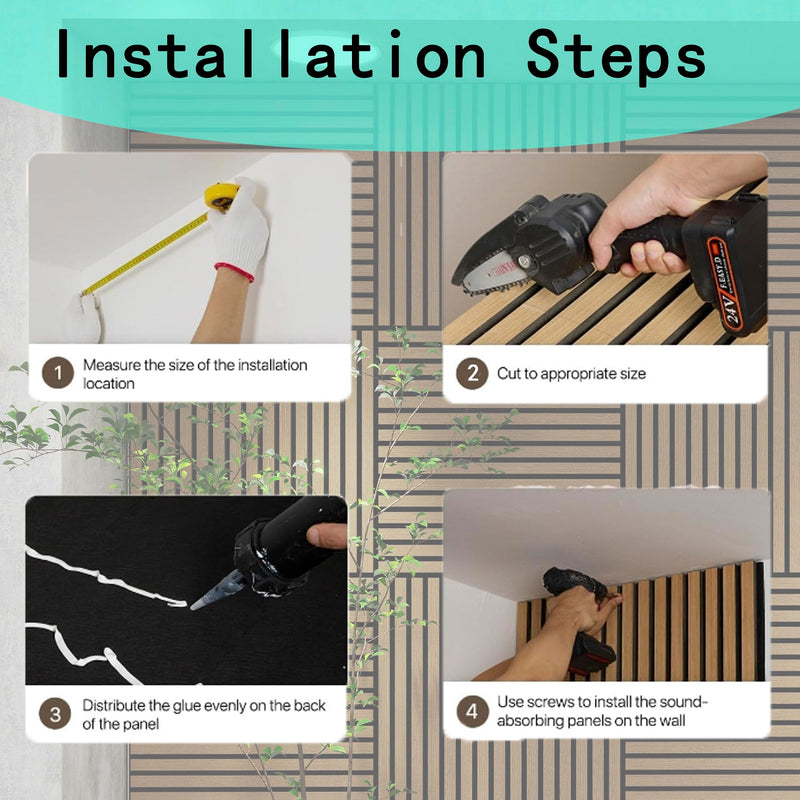 4 Pcs 60cm x 60cm Wall Panel Wood Slat Acoustic Panels Sound Absorbing Proof Panel for Wall Ceiling Decorative Walnut