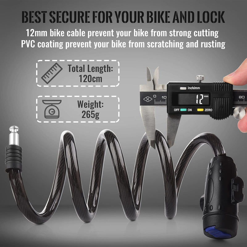 1.2m 2 Keys Bicycle Lock Bike Cable Locks Motorcycle Lock  Mounting Bracket Scooter Lock