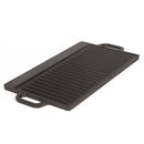 40 cm Reversible Cast Iron Grill & Griddle -Dual-Sided (Flat & Ribbed), Pre-Seasoned, Handles, for Stove-Top & Outdoor Use